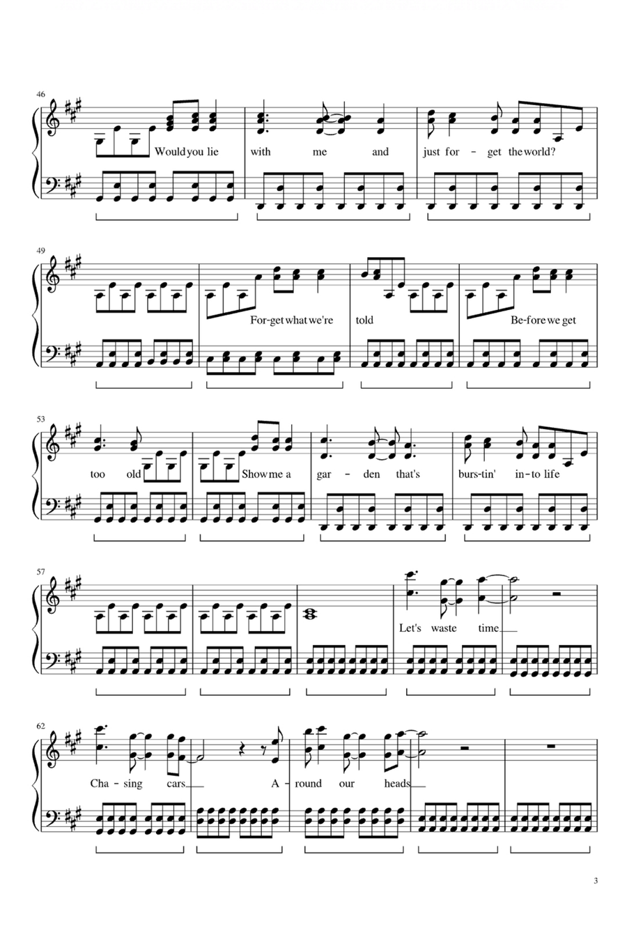 Chasing Cars Chasing Cars Easy Piano scores gallery preview page 3
