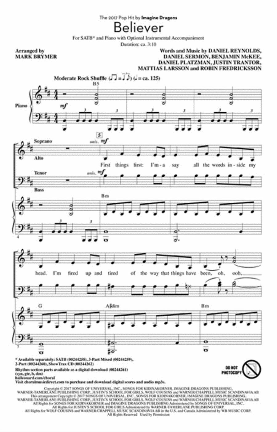 Believer 4-Part scores gallery preview page 2