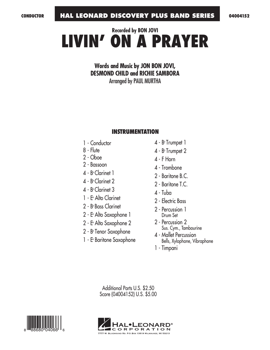 Livin' On A Prayer - Conductor Score (Full Score) Concert Band scores gallery preview page 1