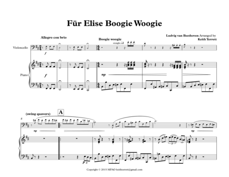 Für Elise Boogie Woogie for Cello & Piano image number null