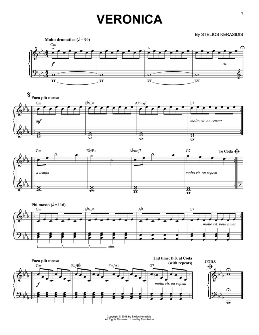 Veronica Veronica Piano Solo scores gallery preview page 1