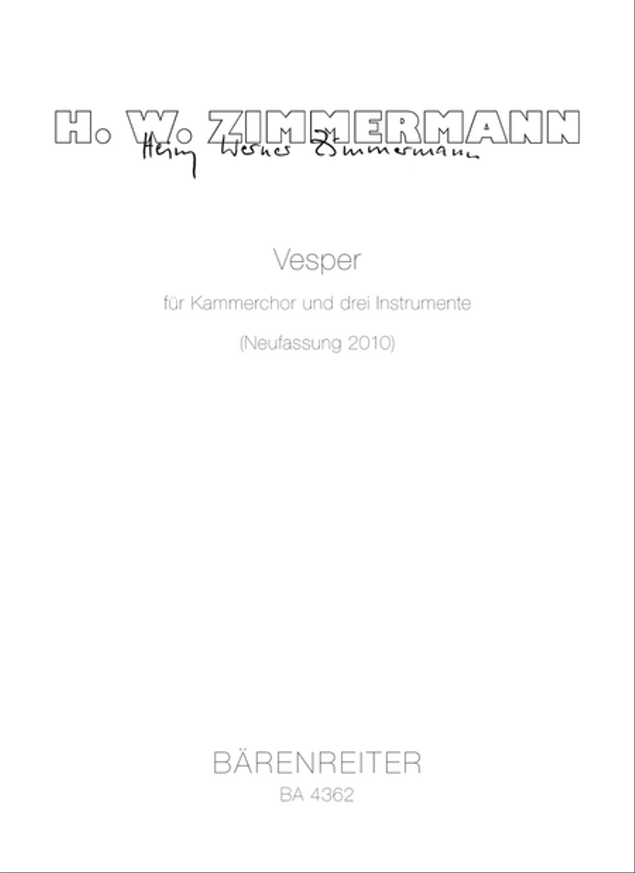 Vesper for Chamber Choir and three Instruments Choir scores gallery preview page 1