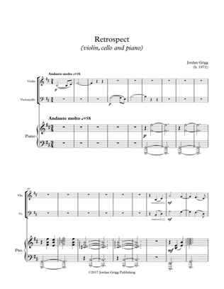 Book cover for Retrospect (violin, cello and piano)