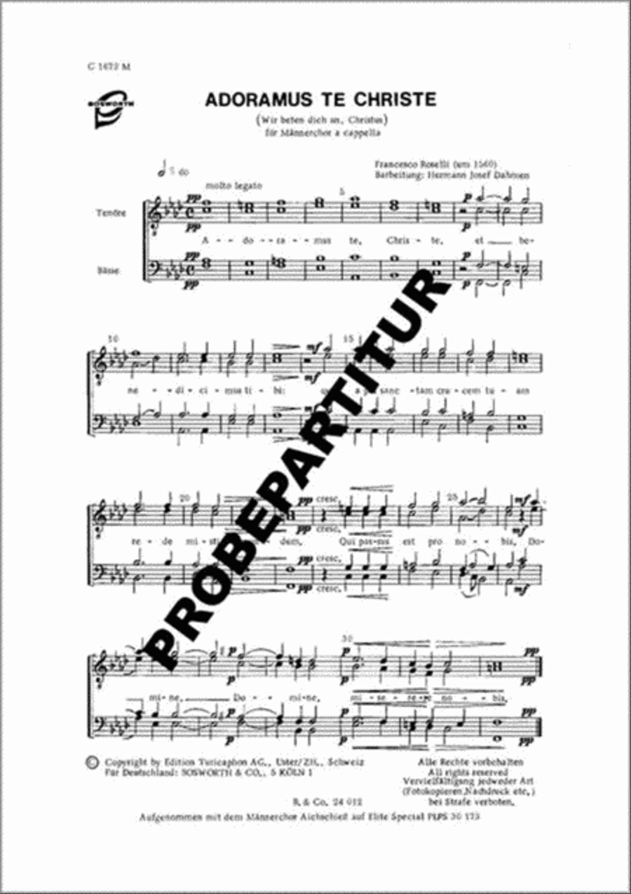 Adoramus te, Christe Men's Choir scores gallery preview page 1