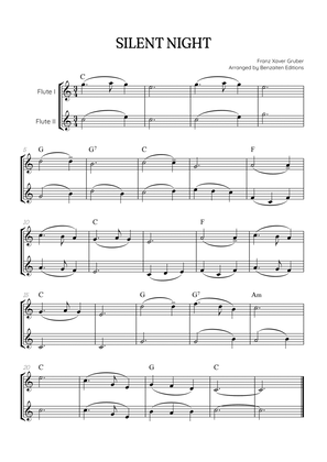 Silent Night for flute duet • easy Christmas song sheet music (w/ chords)