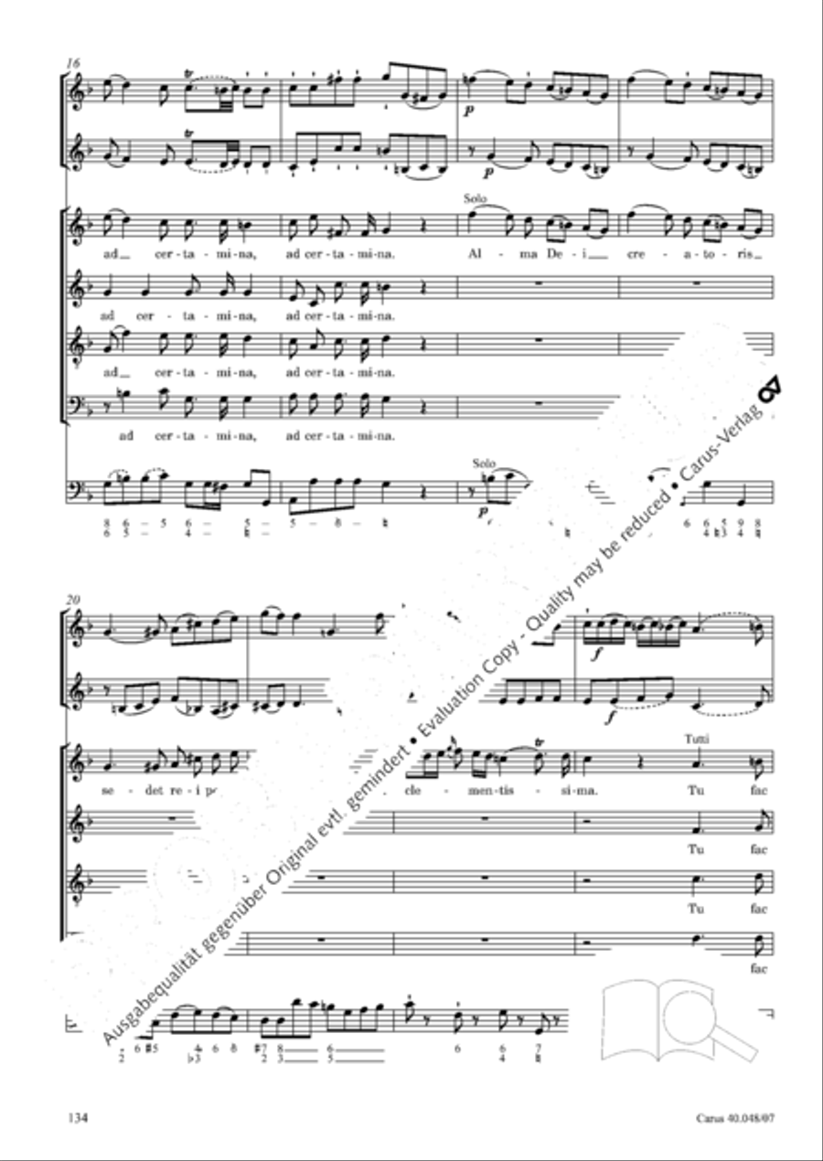 Regina coeli in B-Flat Major, K. 127 4-Part scores gallery preview page 135