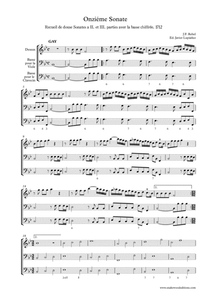 Rebel – Violin Sonate N. 11 (1712) Score and Parts