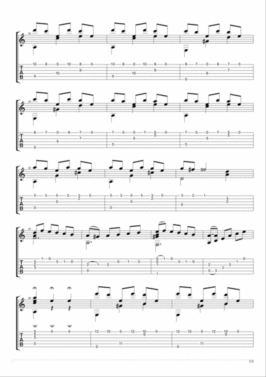 Pica Pica Vals (La Partida) Guitar Tablature scores gallery preview page 3