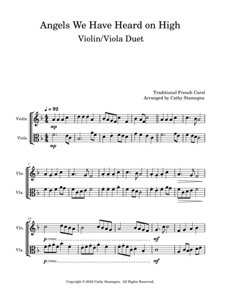 Angels We Have Heard on High (Violin/Viola Duet) image number null