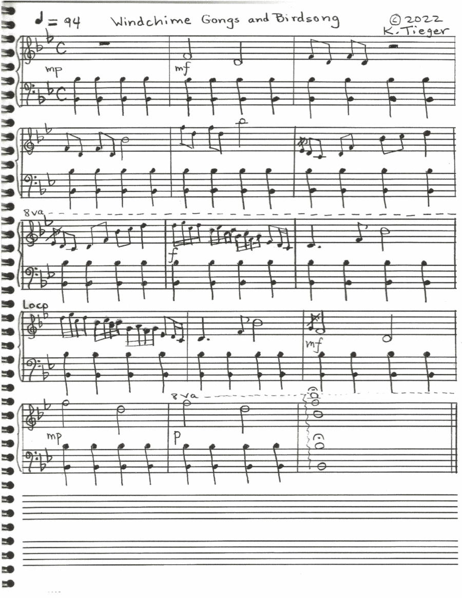 Windchime Gongs and Birdsong Piano Solo scores gallery preview page 1