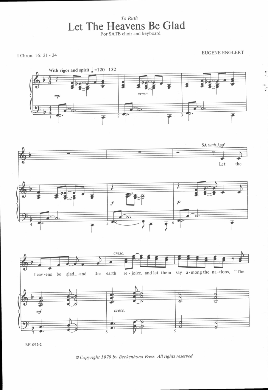 Let the Heavens Be Glad 4-Part scores gallery preview page 2
