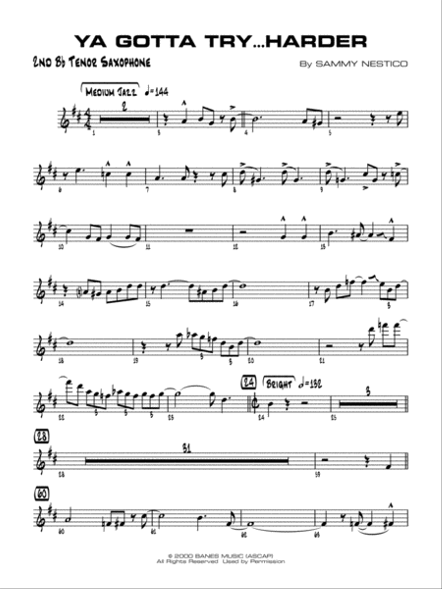 Ya Gotta Try ... Harder: 2nd B-flat Tenor Saxophone Jazz Ensemble scores gallery preview page 2