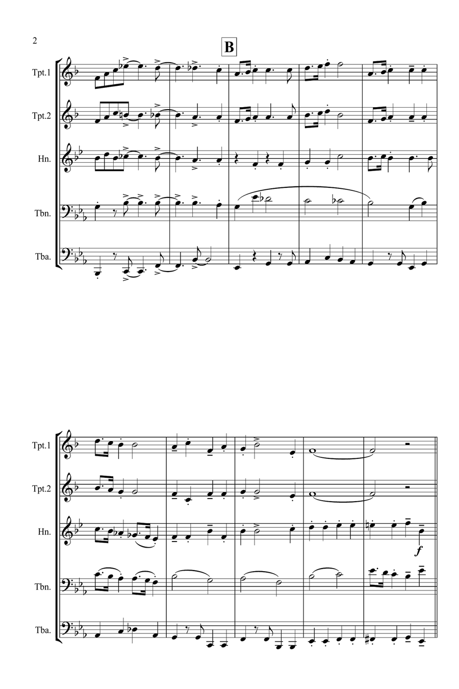 Santa Claus is coming to town Brass Ensemble scores gallery preview page 2