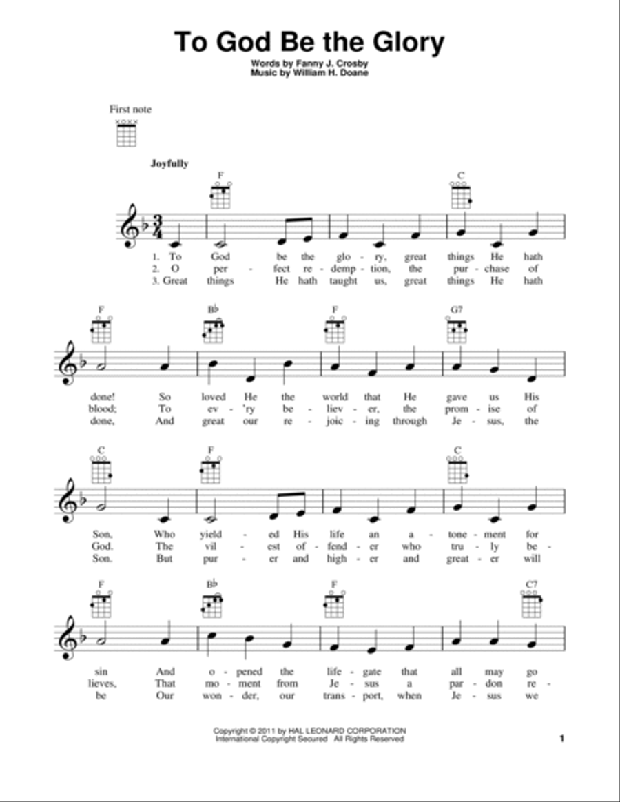 To God Be The Glory Ukulele scores gallery preview page 1