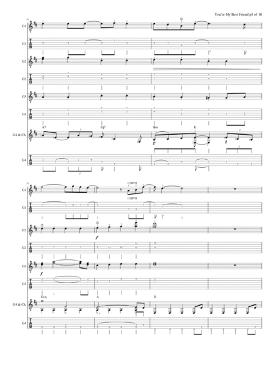 You're My Best Friend Guitar Ensemble scores gallery preview page 6