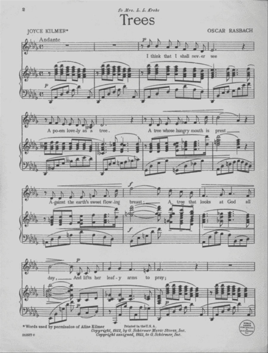 Trees. Song Voice scores gallery preview page 2