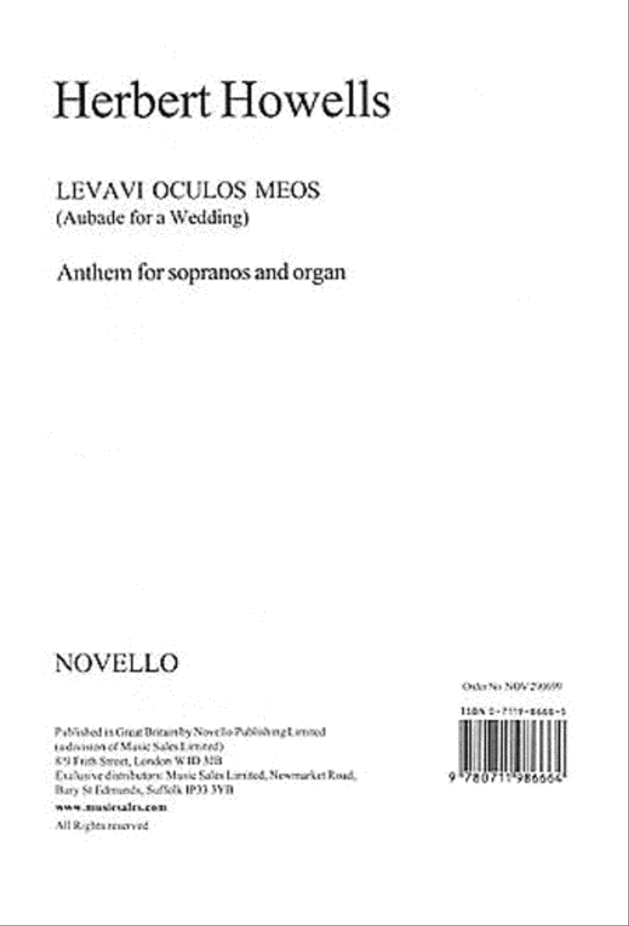 Herbert Howells: Levavi Oculos Meos (Aubade For A Wedding) Organ Accompaniment scores gallery preview page 1
