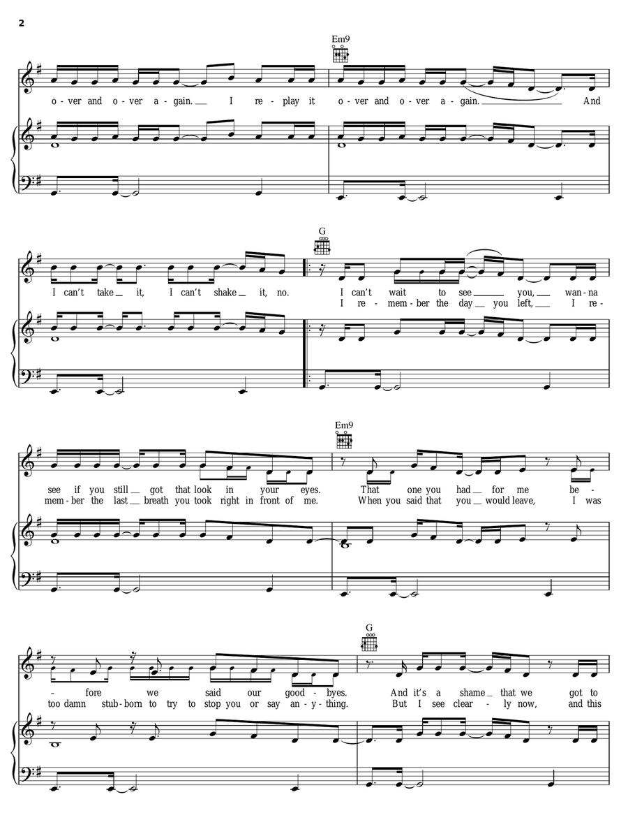 Over And Over Piano, Vocal, Guitar scores gallery preview page 2