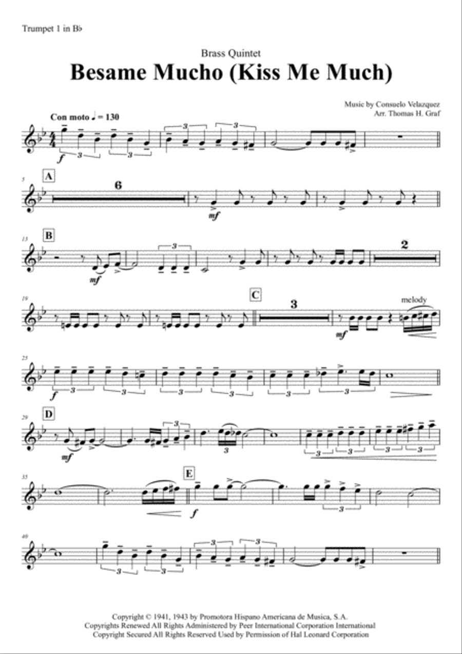 Besame Mucho (Kiss Me Much) Euphonium scores gallery preview page 5