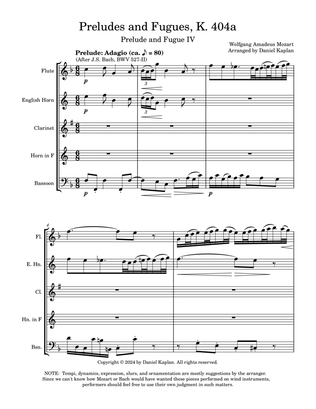 Mozart-Bach Prelude and Fugue IV from K.404a (arranged for woodwind quintet)
