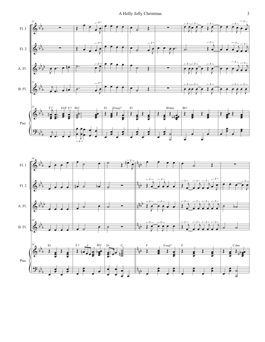 A Holly Jolly Christmas Woodwind Ensemble scores gallery preview page 3