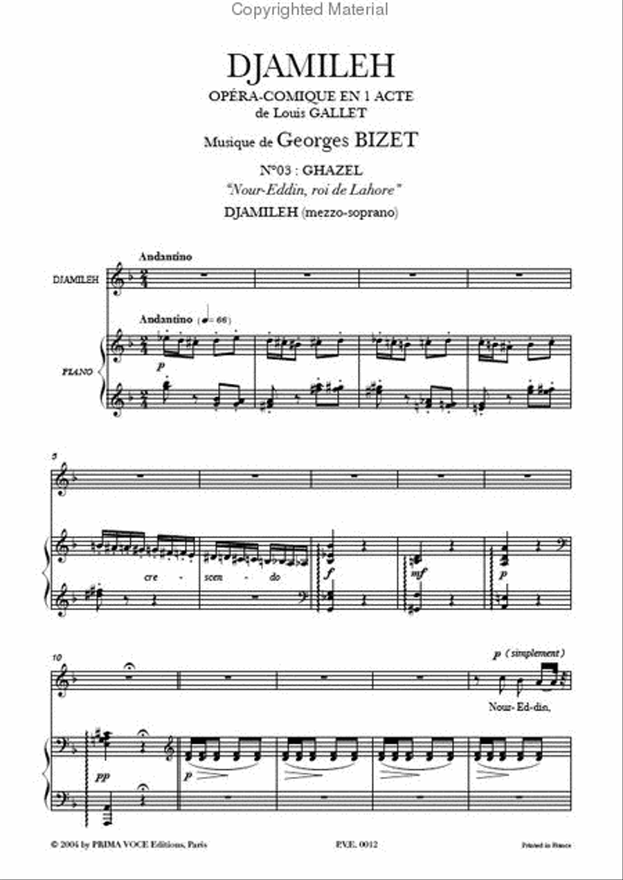 Nour-Eddin, roi de Lahore from Djamileh Mezzo-Soprano Voice scores gallery preview page 2