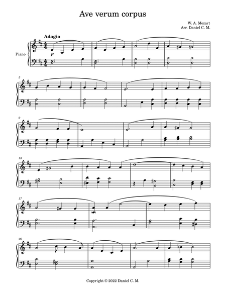 Ave verum corpus for piano (easy) image number null