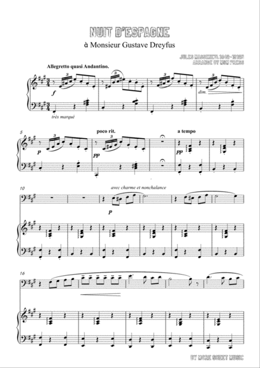 Massenet-Nuit d'Espagne, for Cello and Piano Piano scores gallery preview page 3