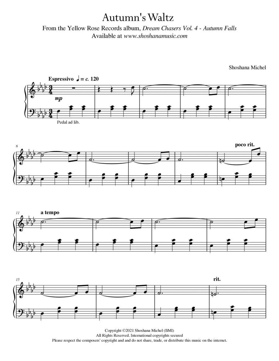 Autumn's Waltz Piano Solo scores gallery preview page 1