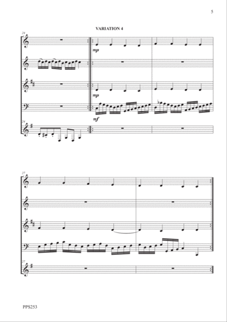 PACHELBEL CHACONNE IN C MAJOR P. 38 FOR WOODWIND QUINTET Woodwind Quintet scores gallery preview page 5
