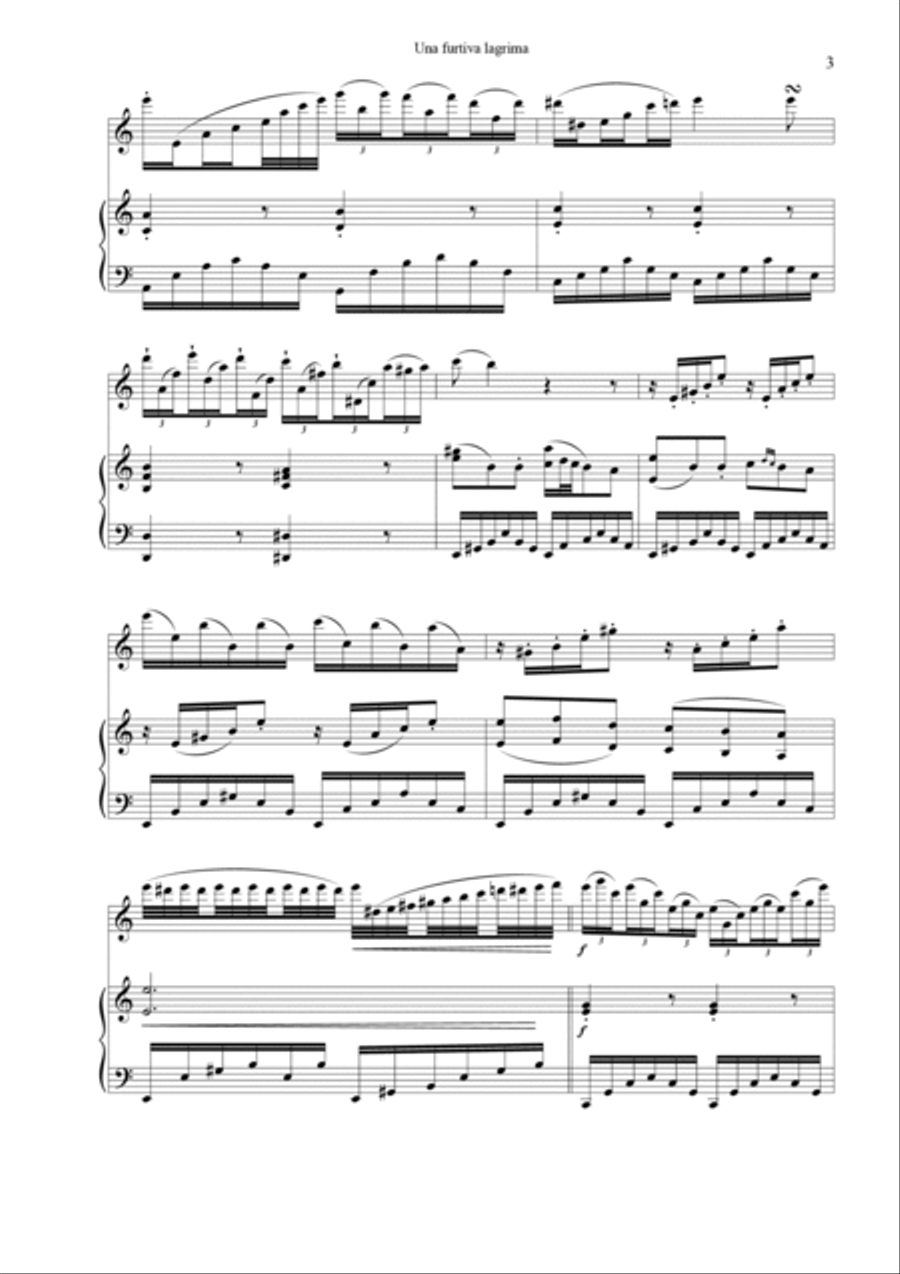 Una furtiva lagrima Chamber Music scores gallery preview page 3
