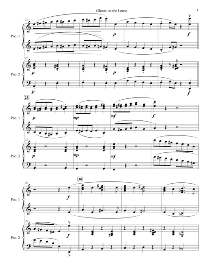 Ghosts on the Loose - A Halloween Novelty - arranged for two pianos 2 Pianos, 4-Hands scores gallery preview page 4