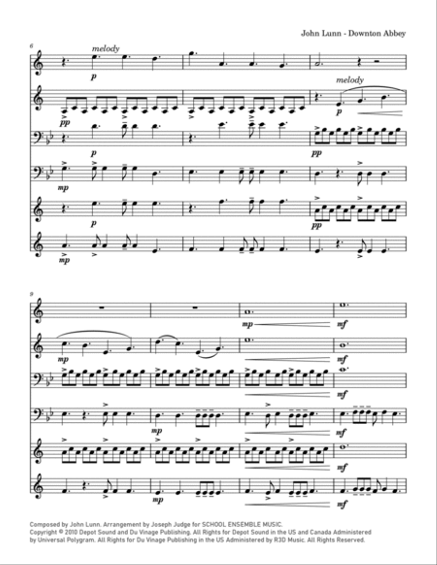 Downton Abbey (theme) Downton Abbey (theme) Chamber Music scores gallery preview page 2