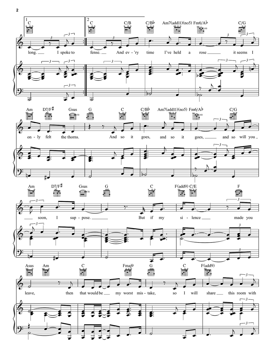 And So It Goes Piano, Vocal, Guitar scores gallery preview page 2