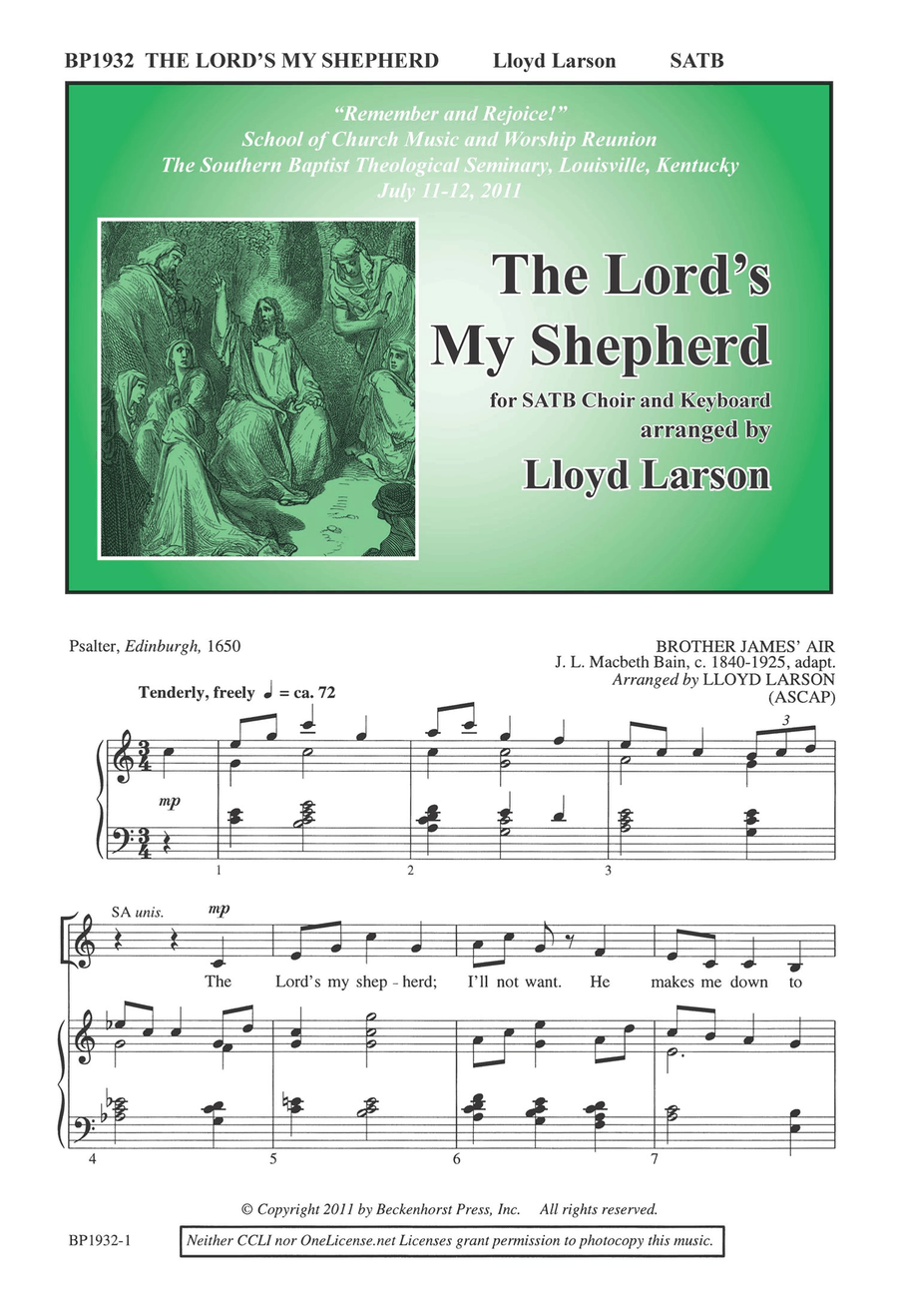The Lord's My Shepherd 4-Part scores gallery preview page 1