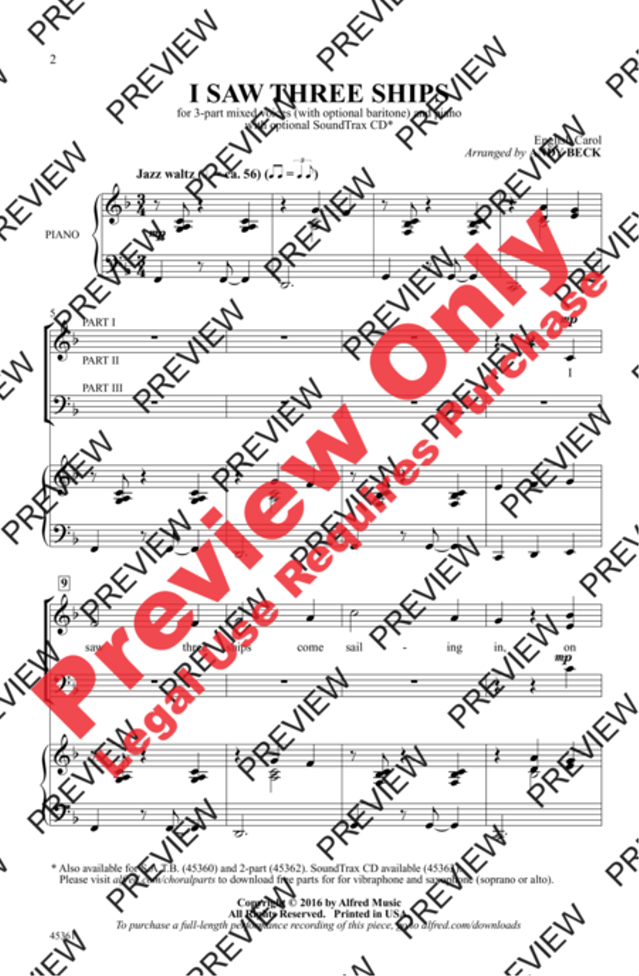 I Saw Three Ships 3-Part scores gallery preview page 2