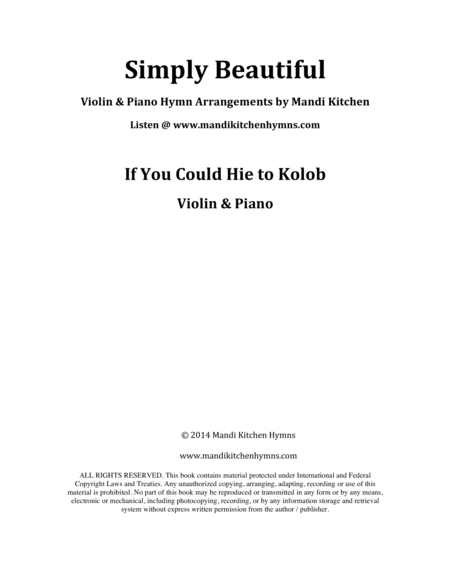 If You Could Hie to Kolob (Violin & Piano) image number null