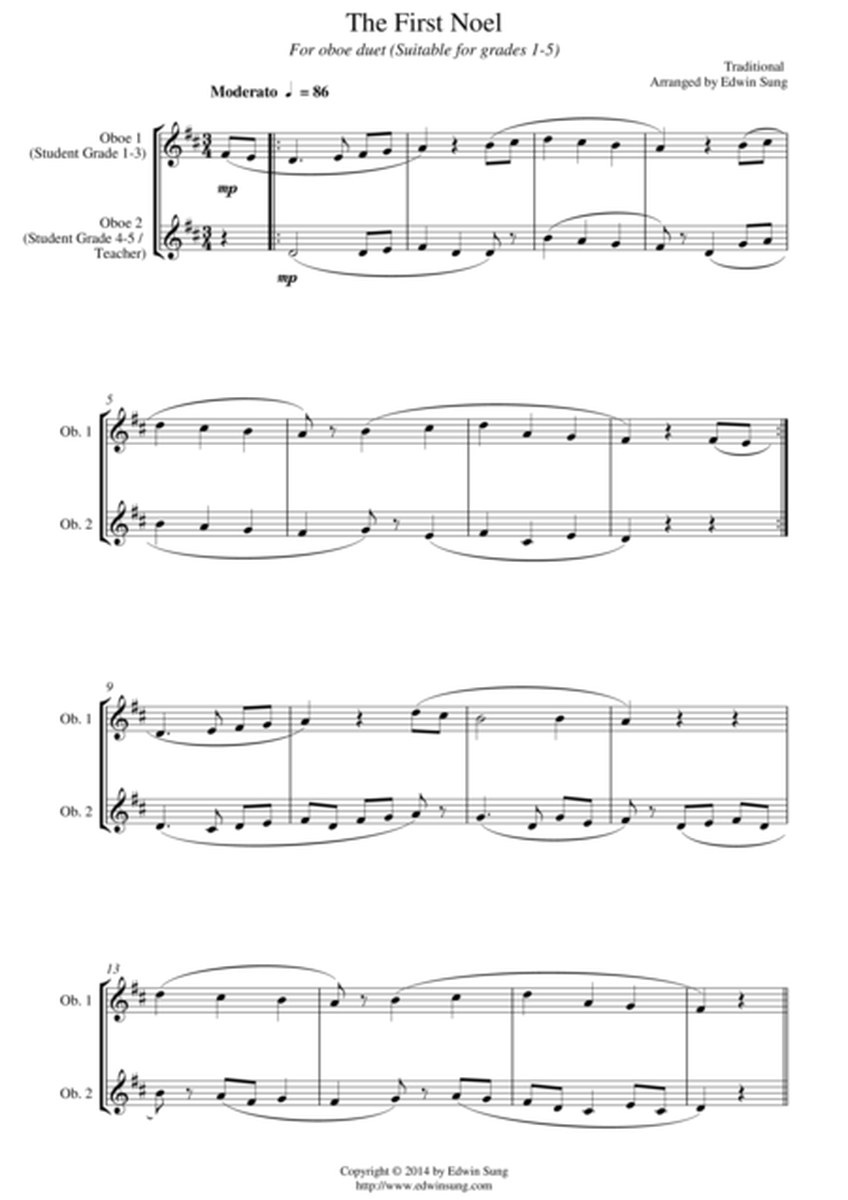 The First Noel (for oboe duet, suitable for grades 1-5) image number null