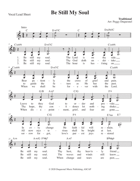 Be Still My Soul (Vocal Lead Sheet - Key of C) image number null
