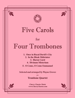 Book cover for Five Carols for Four Trombones