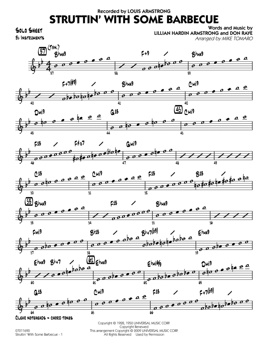 Struttin' with Some Barbecue - Bb Solo Sheet