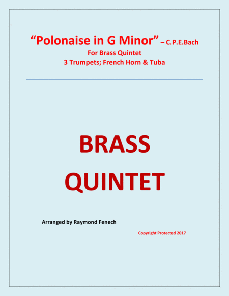Polonaise in G Minor - For Brass Quintet ( 3 Trumpets in B Flat; Horn in F and Tuba) image number null