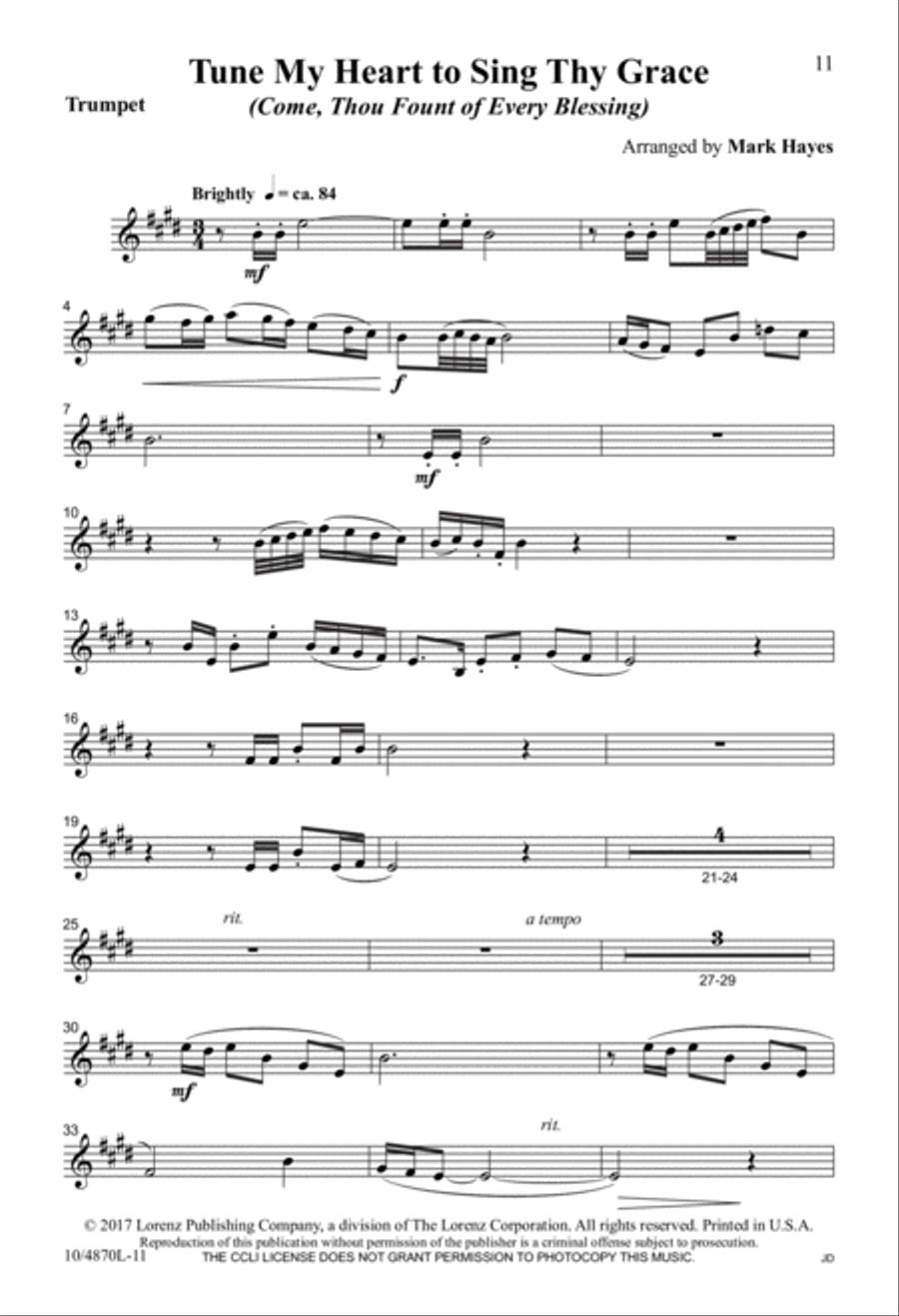 Tune My Heart to Sing Thy Grace 4-Part scores gallery preview page 11