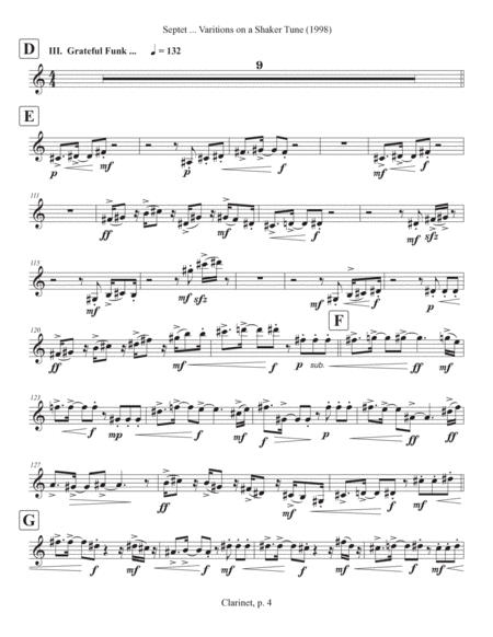 Septet, opus 77 ... Variations on a Shaker Tune (1998) Bb clarinet part