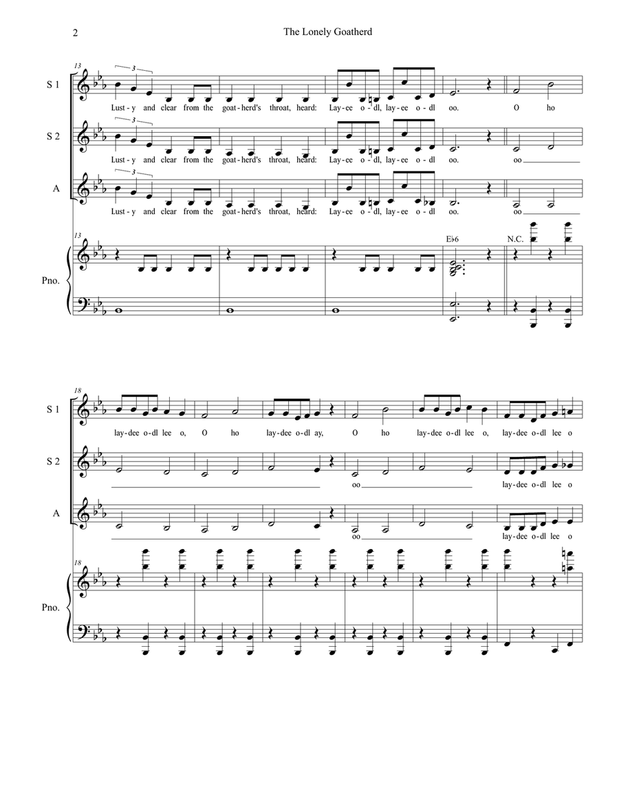 The Lonely Goatherd The Lonely Goatherd SSA scores gallery preview page 2