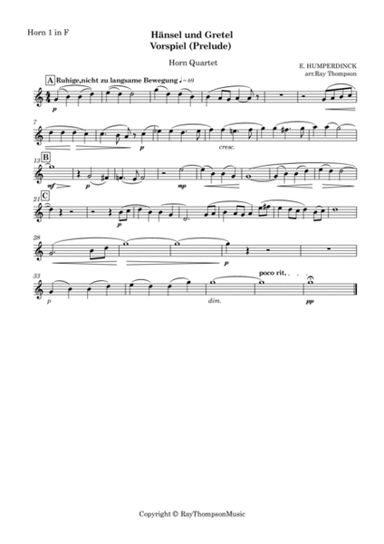 Humperdinck: Hänsel und Gretel: Vorspiel (Hansel and Gretel: Prelude) - horn quartet image number null