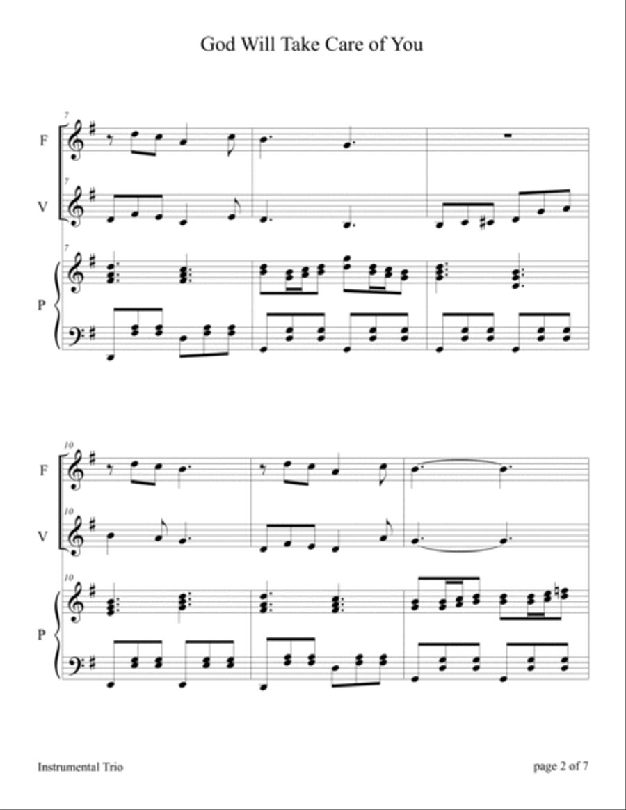 God Will Take Care of You (for Flute and Violin Duet with Piano Accompaniment) Flute scores gallery preview page 5