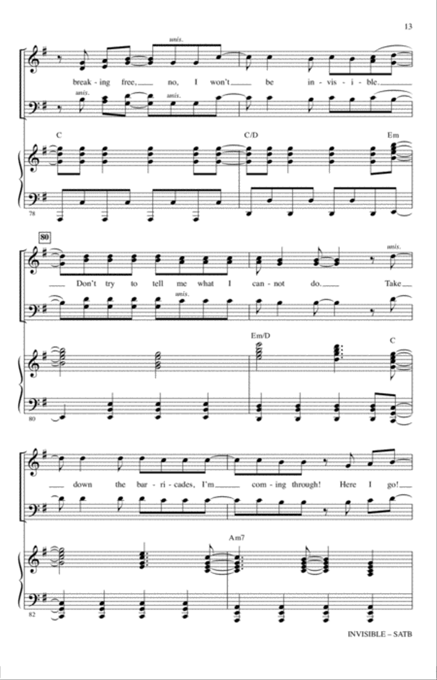 Invisible (arr. Ed Lojeski) 4-Part scores gallery preview page 12