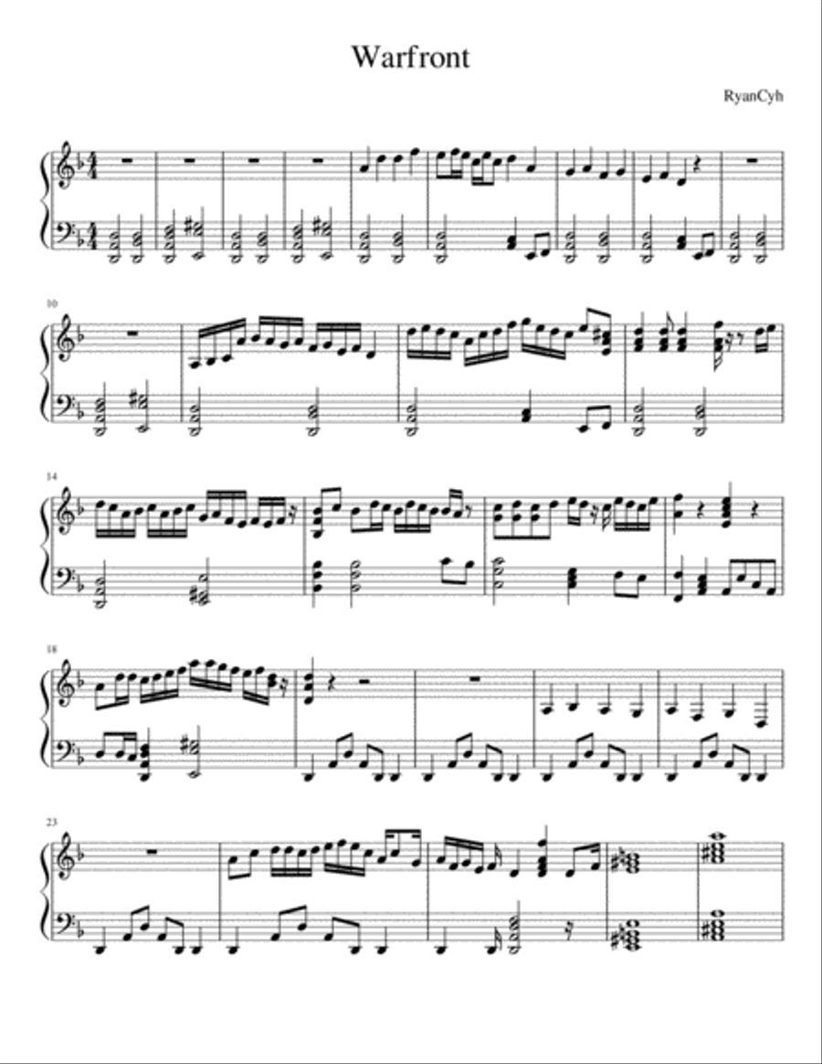WarFront Piano Solo scores gallery preview page 1