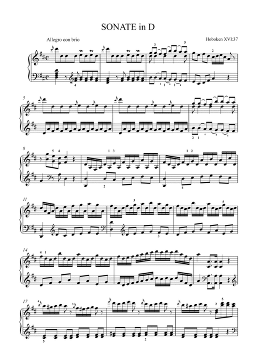 Haydn-Piano Sonata in D major,Hob.XVI.37(Piano solo) image number null